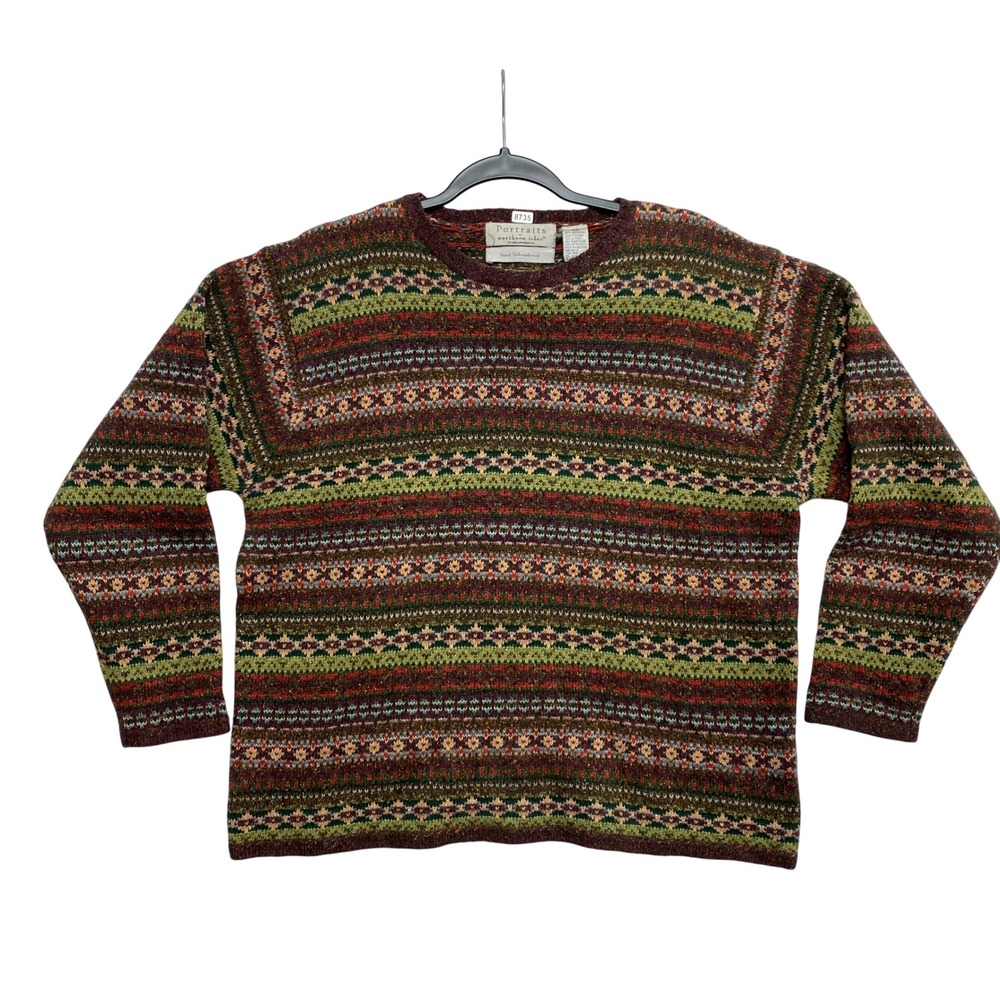 Portraits by Northern Isles Sweater Womens Large Silk Lambswool Fair Isle